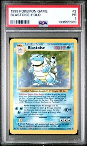PSA 1 Blastoise 2/102 Base Set Rare Holo Pokemon Card WOTC 1999 - Poor - Picture 1 of 3