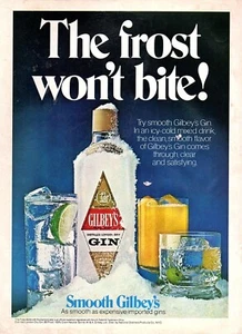 De colección Años 70 GILBEY'S GIN MAGAZINE ANUNCIO IMPRESO Frost Won't Bite Cocktail PINUP PAGE - Imagen 1 de 1