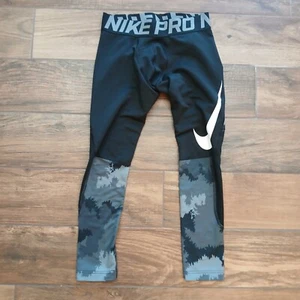 Nike Pro Compression Tights Youth Large Black Hyperwarm Dri-FIT Football Running - Picture 1 of 10