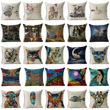 18"Oil Painting Pattern Cotton Linen Throw Pillow Case Cushion Cover Home Decor