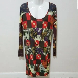 Abito Desigual a scacchi acero manica lunga indossabile art scoop scritta S tunica - Foto 1 di 11