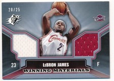 LEBRON JAMES 2005/06 SPX WINNING MATERIALS SPECTRUM DUAL GAME USED JERSEY #20/25
