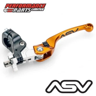 ASV F4 Orange Long Clutch Lever with Standard Perch for Kawasaki KDX200 2001 - Image 1 of 4