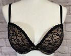 Aerie Size 34D Bra Black Lace Underwire Padded Push Up Adjustable 9079