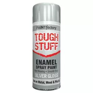 TOUGH STUFF ENAMEL SILVER GLOSS SPRAY PAINT FOR WOOD METAL PLASTIC 400ML - Picture 1 of 1