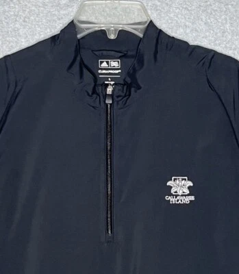Adidas Golf Pullover Climaproof Mens Large Black S/S Quarter Zip Shirt Jacket - Image 1 of 4