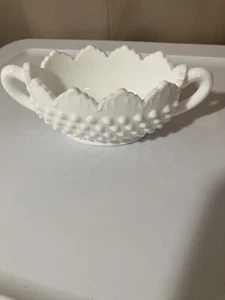 Vintage Fenton Hobnail Milk Glass Candy Dish Gravy Boat Mid Century Modern! - Picture 1 of 17