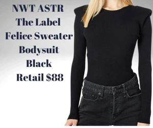 NWOT ASTR the label Black Felice Ribbed Open Back Bodysuit Size Small - Picture 1 of 2