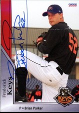 2009 Frederick Keys BRIAN PARKER Signed Card autograph AUTO orioles CREASED