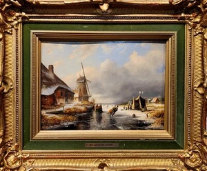 Marinus Cornelis Vermeulen -19th century Romantic Dutch Winter landscape - Picture 1 of 9