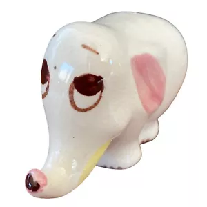 White Ceramic Elephant Figurine with Pink Ears 2.25" Tall Hand-Painted - Picture 1 of 7