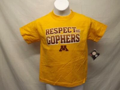 New Minnesota Golden Gophers Kids Youth Sizes M-L (5/6-7-14/16) Yellow Shirt $18 - Image 1 of 4