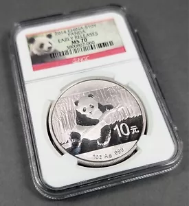 2014 China S10Y Panda Early Releases NGC MS 70  ~ 1oz Silver ~ PANDA Label - Picture 1 of 5