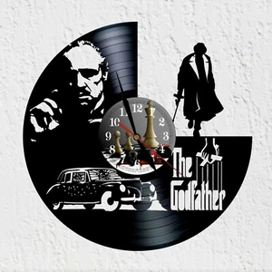 Vinyl Record Wall Clock Silhouette Mafia Gangster Cinema Godfather Decor - Picture 1 of 5