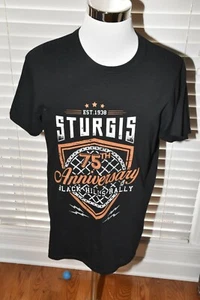 T-Shirt STURGIS 75TH ANNIVERSARY BLACK HILLS RALLYE MOTORRAD NEU SCHWARZ LARGE - Bild 1 von 1