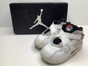 Air Jordan 8 Kids Boys /Girls Size 8c Retro Sneakers Shoes White 305360-193 - Picture 1 of 13