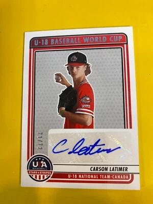 RS10931 2023 USA Baseball Stars & Stripes AUTOGRAPH Carson Latimer #71/72 - Image 1 of 2