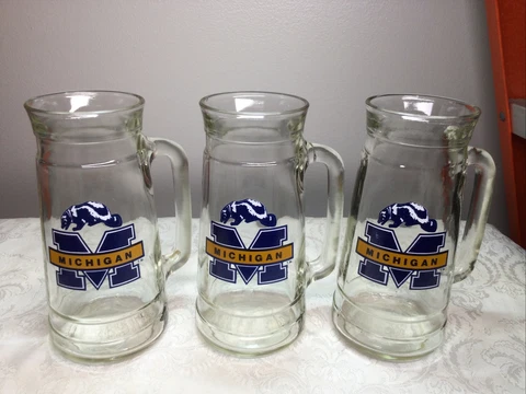University of Michigan Wolverines 7" Glass Mug Stein - Set Of 3 Cover