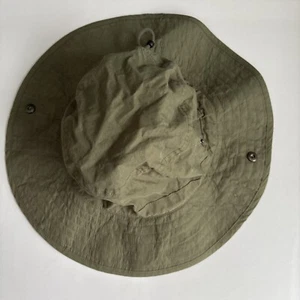 Hanna Anderson Cotton Blend Green Sun Hat Size L Flappy Hat Army Hiking - Picture 1 of 6