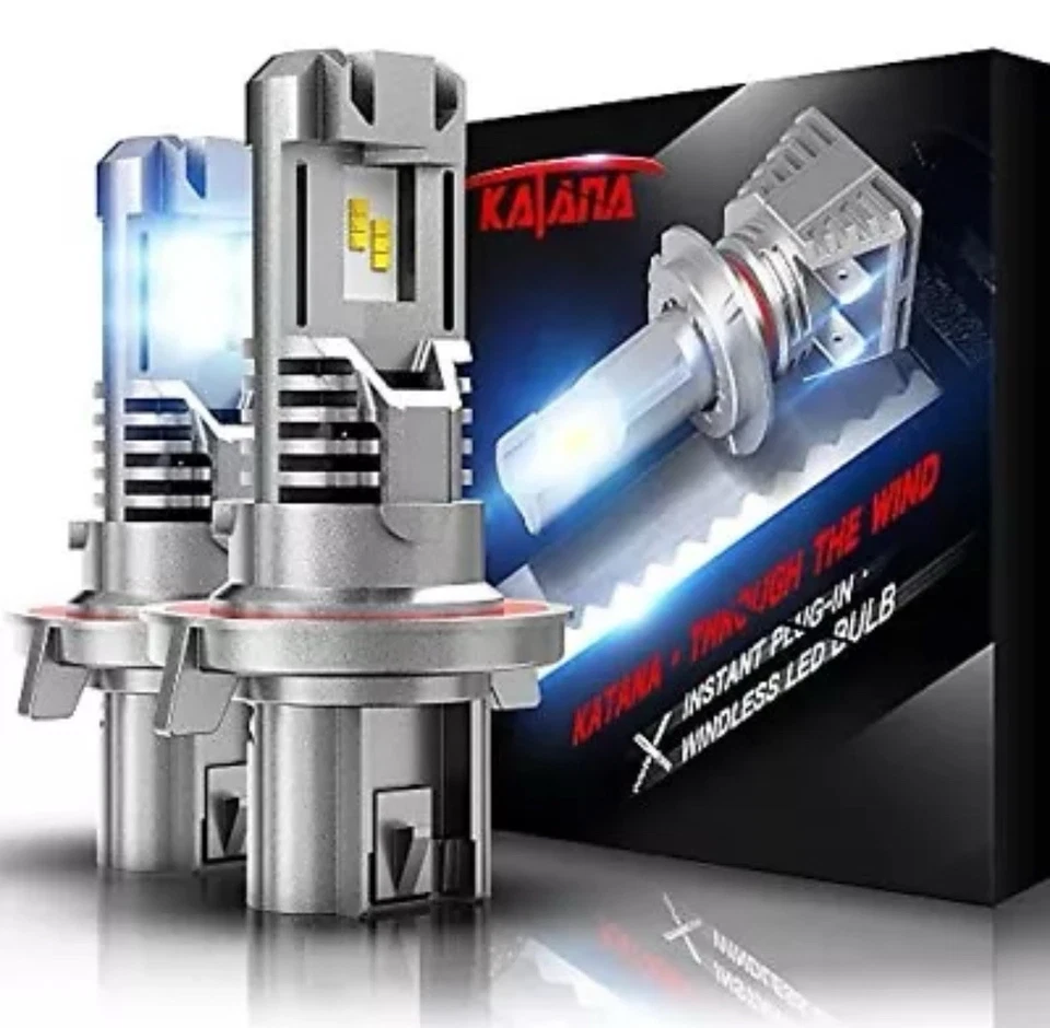 KATANA H13 9008 LED Headlight Bulbs Fanless Wireless Super Bright 6500K 2Pks NIB - Image 1 of 3
