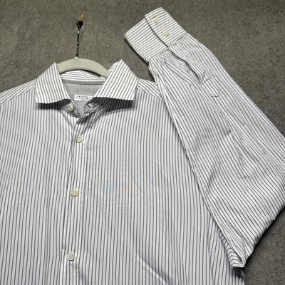 Camisa de vestir Brunello Cucinelli XXL para hombre a rayas Italia de lujo cuello extendido Foto 1 de 4