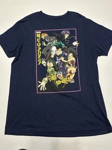 My Hero Academia Shirt Men's Large Anime Blue Cotton Graphic Tee - Picture 1 of 3