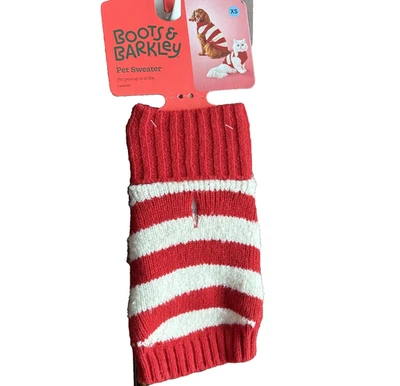 Boots & Barkley Red White Stripe Holiday Christmas Pet Sweater XS Cat or Dog NWT - Image 1 of 4