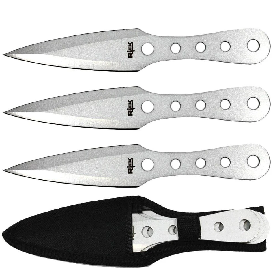 10" 3PCS Rtek Throwing Knife Set Silver with Sheath - Image 1 of 1