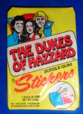 Paquete de cera pegatinas Donruss The Dukes of Hazzard 1981 - goma intacta Foto 1 de 4