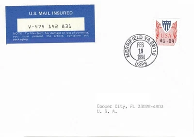Computer vended postage CVP32 $1.04 FDC Insured mail with receipt ATM/Frama/CVP - Image 1 of 2