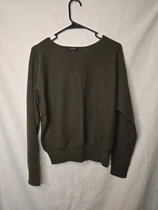 Maglione donna PRIVE 100% morbido cashmere verde oliva manica lunga taglia media M - Foto 1 di 13