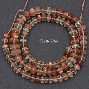5.6mm-9.5mm Jelly Schiller Oregon Sunstone Faceted Rondelle Beads 17 inch Strand - Picture 1 of 9