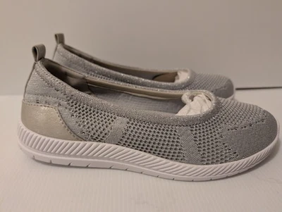 Женские туфли Easy Spirit 8,5 WW Glitz 2 балетные плоские без шнуровки легкие серебристые - Изображение 1 из 4