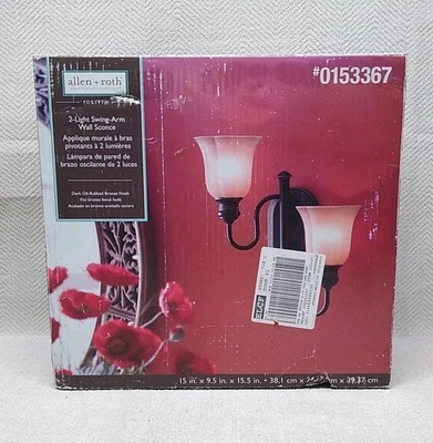 NEW Allen + Roth 2 Light Swing Arm Wall Sconce #0153367 Oil-Rubbed Bronze Finish - Image 1 of 4