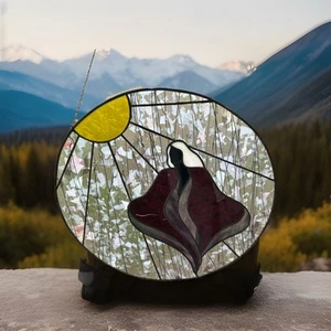 Beautiful 17” X 17” Hanging Stain Glass Piece. - Picture 1 of 3
