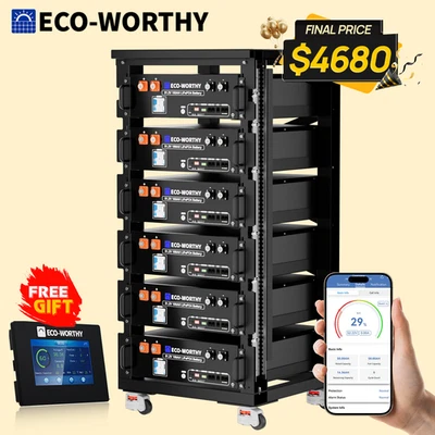 ECO-WORTHY 6Pack 48V 100AH Server Rack LiFePO4 Lithium Battery UL1973 & UL9540A - Image 1 of 4