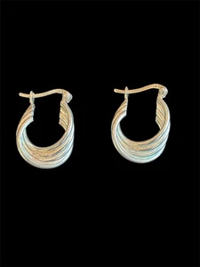 Sterling Silver Twisted Hoop Earrings 925 3.81g - Picture 1 of 5