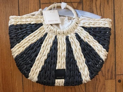 *NUEVO CON ETIQUETAS* Bolso Shopper Dolce Vita Estelle Verano Rafia Tejido Paja con Borla Foto 1 de 4