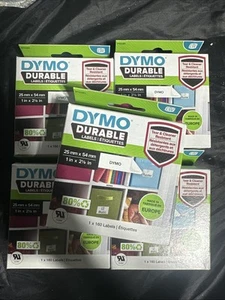 Lot Of 5 Dymo Durable Labels 25mmx54mm 1" x 2-1/8" 160 Count - Picture 1 of 1