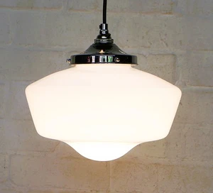 Ceiling Light Antique Art Deco Cased White Glass Lampshade with New Fittings - Picture 1 of 12