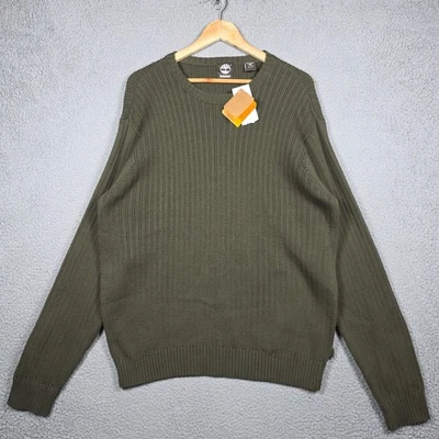 Suéter Timberland Masculino Tamanho XL Harvard Verde Pescador Pescado com nervuras Novo com etiquetas - Imagem 1 de 4