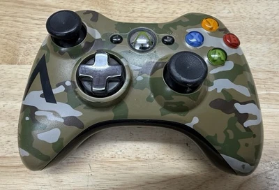 Xbox 360 Green Camouflage Camo Special Edition Halo Controller Tested Working - Image 1 of 4