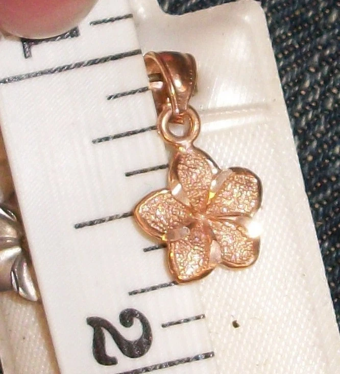 Plumeria Flower Hawaiian Hawaii Rose ouro maciço 14K - Imagem 1 de 1
