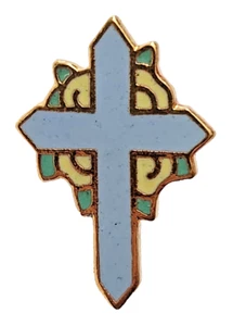 Punze PIN Ostern Vintage RELIGIÖSES KREUZ Cloisonne Krawatte Hut TAC 1980er Brosche - Bild 1 von 3