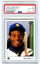KEN GRIFFEY JR~1989 UPPER DECK ROOKIE #1 PSA-6 EX-MT CENTERED RC CARD (NEW CASE)
