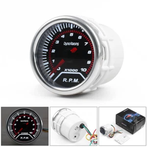 2" 52mm Car Tachometer Gauge Tacho Meter White LED 0-10000 RPM Smoke Lens Tint - Picture 1 of 8