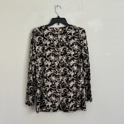 Dress barn ruffled gold black blouse medium - Image 1 of 4