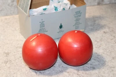 PartyLite HOLLYBERRY Red BALL CANDLES 3" Original Box Q3620 NOS - Image 1 of 4