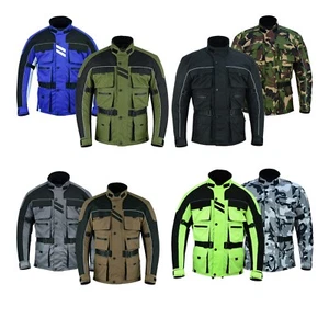 Warrior 6 Pockets Motorcycle Cordura Textile Waterproof CE Armour Bikers Jacket - Picture 1 of 58