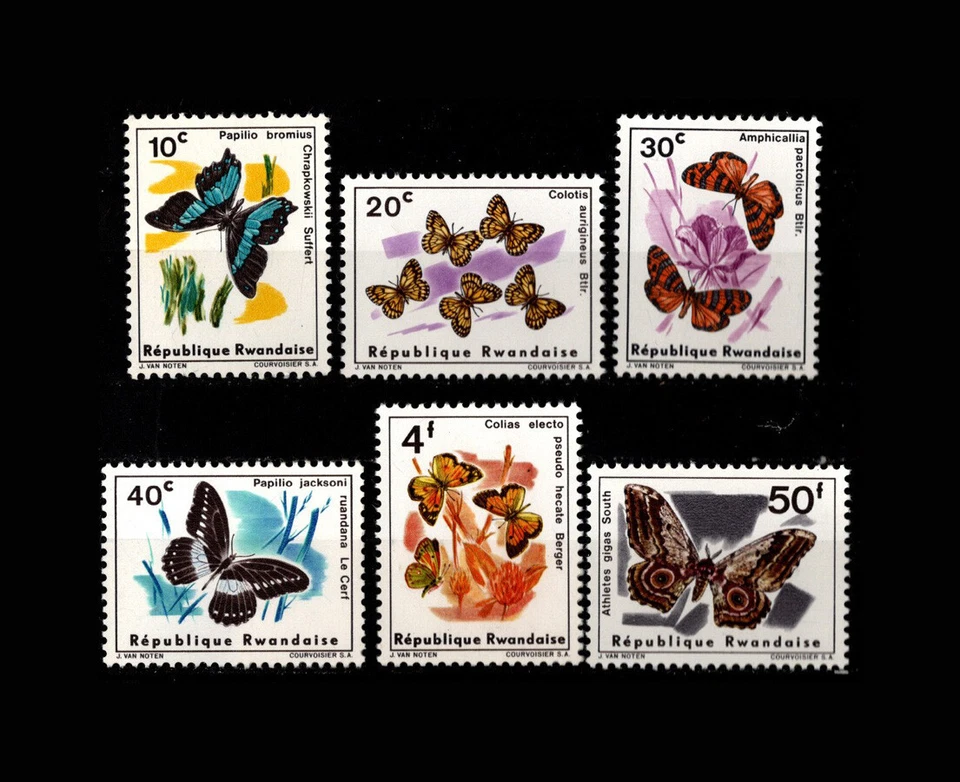Mariposas, insectos Ruanda, 1965, como nuevas nunca articuladas Foto 1 de 1